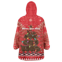 Kiwi New Zealand Christmas Wearable Blanket Hoodie Meri Kirihimete Silver Fern - Red Color LT14 - Polynesian Pride