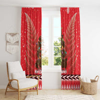Kiwi New Zealand Christmas Window Curtain Meri Kirihimete Silver Fern - Red Color LT14 - Polynesian Pride