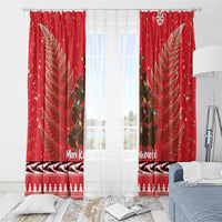 Kiwi New Zealand Christmas Window Curtain Meri Kirihimete Silver Fern - Red Color LT14 - Polynesian Pride