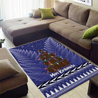 Kiwi New Zealand Christmas Area Rug Meri Kirihimete Silver Fern - Blue Color LT14 - Polynesian Pride