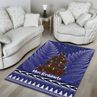 Kiwi New Zealand Christmas Area Rug Meri Kirihimete Silver Fern - Blue Color LT14 - Polynesian Pride