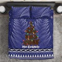 Kiwi New Zealand Christmas Bedding Set Meri Kirihimete Silver Fern - Blue Color LT14 Blue - Polynesian Pride