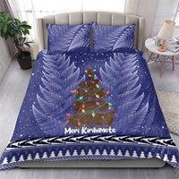 Kiwi New Zealand Christmas Bedding Set Meri Kirihimete Silver Fern - Blue Color LT14 - Polynesian Pride