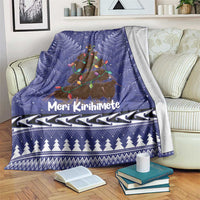 Kiwi New Zealand Christmas Blanket Meri Kirihimete Silver Fern - Blue Color LT14 Blue - Polynesian Pride