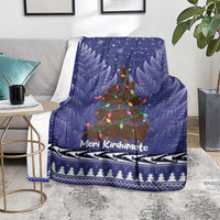 Kiwi New Zealand Christmas Blanket Meri Kirihimete Silver Fern - Blue Color LT14 - Polynesian Pride