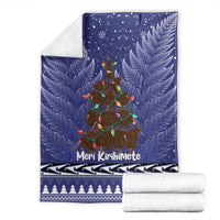 Kiwi New Zealand Christmas Blanket Meri Kirihimete Silver Fern - Blue Color LT14 - Polynesian Pride