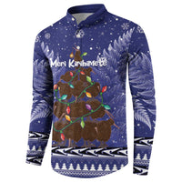 Kiwi New Zealand Christmas Button Sweatshirt Meri Kirihimete Silver Fern - Blue Color LT14 - Polynesian Pride