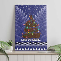 Kiwi New Zealand Christmas Canvas Wall Art Meri Kirihimete Silver Fern - Blue Color LT14 - Polynesian Pride
