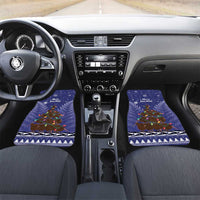 Kiwi New Zealand Christmas Car Mats Meri Kirihimete Silver Fern - Blue Color LT14 Set 2pcs - Front Blue - Polynesian Pride