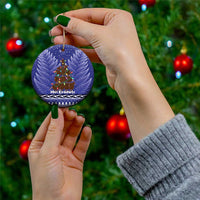 Kiwi New Zealand Christmas Ceramic Ornament Meri Kirihimete Silver Fern - Blue Color LT14 - Polynesian Pride