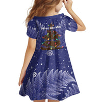 Kiwi New Zealand Christmas Family Matching Summer Maxi Dress and Hawaiian Shirt Meri Kirihimete Silver Fern - Blue Color LT14 - Polynesian Pride