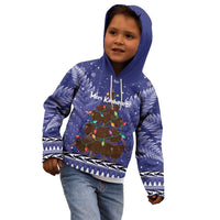 Kiwi New Zealand Christmas Kid Hoodie Meri Kirihimete Silver Fern - Blue Color LT14 - Polynesian Pride