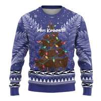 Kiwi New Zealand Christmas Ugly Christmas Sweater Meri Kirihimete Silver Fern - Blue Color LT14 - Polynesian Pride
