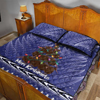 Kiwi New Zealand Christmas Quilt Bed Set Meri Kirihimete Silver Fern - Blue Color LT14 - Polynesian Pride