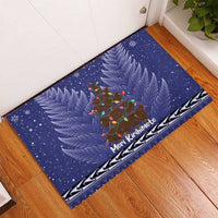 Kiwi New Zealand Christmas Rubber Doormat Meri Kirihimete Silver Fern - Blue Color LT14 - Polynesian Pride