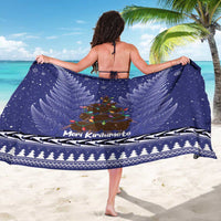Kiwi New Zealand Christmas Sarong Meri Kirihimete Silver Fern - Blue Color LT14 - Polynesian Pride