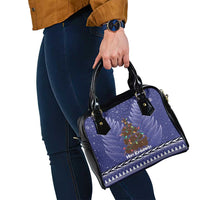 Kiwi New Zealand Christmas Shoulder Handbag Meri Kirihimete Silver Fern - Blue Color LT14 - Polynesian Pride