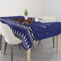 Kiwi New Zealand Christmas Tablecloth Meri Kirihimete Silver Fern - Blue Color LT14 - Polynesian Pride