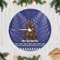 Kiwi New Zealand Christmas Tree Skirt Meri Kirihimete Silver Fern - Blue Color LT14 Casual Blue - Polynesian Pride