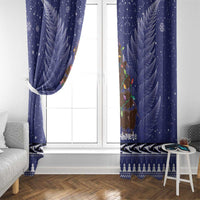 Kiwi New Zealand Christmas Window Curtain Meri Kirihimete Silver Fern - Blue Color LT14 - Polynesian Pride