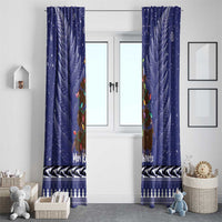 Kiwi New Zealand Christmas Window Curtain Meri Kirihimete Silver Fern - Blue Color LT14 - Polynesian Pride