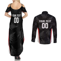Custom New Zealand Silver Fern Softball Couples Matching Summer Maxi Dress and Long Sleeve Button Shirt Go Aotearoa LT14 - Polynesian Pride