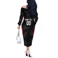 Custom New Zealand Silver Fern Softball Off The Shoulder Long Sleeve Dress Go Aotearoa LT14 - Polynesian Pride
