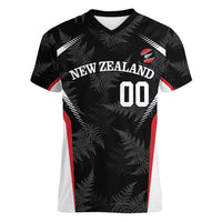 Custom New Zealand Silver Fern Softball Women V-Neck T-Shirt Go Aotearoa LT14 Female Black - Polynesian Pride