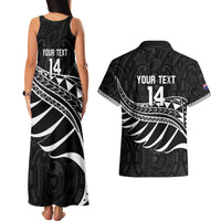 Custom Aotearoa Ice Hockey Couples Matching Tank Maxi Dress and Hawaiian Shirt NZ Tiki Mascot - Maori Pattern LT14 - Polynesian Pride