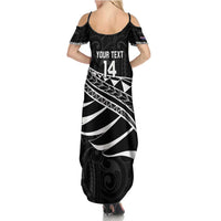 Custom Aotearoa Ice Hockey Family Matching Summer Maxi Dress and Hawaiian Shirt NZ Tiki Mascot - Maori Pattern LT14 - Polynesian Pride
