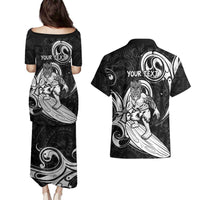 Personalised New Zealand Surfing Couples Matching Puletasi and Hawaiian Shirt Aotearoa Maori Tiki Haka LT14 - Polynesian Pride