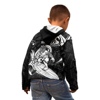Personalised New Zealand Surfing Kid Hoodie Aotearoa Maori Tiki Haka LT14 - Polynesian Pride
