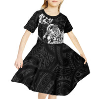 Personalised New Zealand Surfing Kid Short Sleeve Dress Aotearoa Maori Tiki Haka LT14 - Polynesian Pride