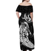 Personalised New Zealand Surfing Off Shoulder Maxi Dress Aotearoa Maori Tiki Haka LT14 - Polynesian Pride