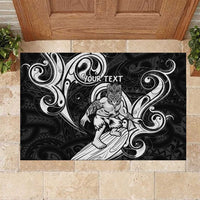 Personalised New Zealand Surfing Rubber Doormat Aotearoa Maori Tiki Haka