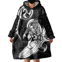 Personalised New Zealand Surfing Wearable Blanket Hoodie Aotearoa Maori Tiki Haka LT14 - Polynesian Pride