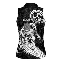 Personalised New Zealand Surfing Women Sleeveless Polo Shirt Aotearoa Maori Tiki Haka LT14 - Polynesian Pride