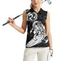 Personalised New Zealand Surfing Women Sleeveless Polo Shirt Aotearoa Maori Tiki Haka LT14 - Polynesian Pride