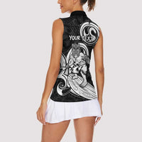 Personalised New Zealand Surfing Women Sleeveless Polo Shirt Aotearoa Maori Tiki Haka LT14 - Polynesian Pride