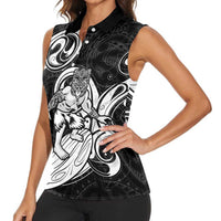 Personalised New Zealand Surfing Women Sleeveless Polo Shirt Aotearoa Maori Tiki Haka LT14 - Polynesian Pride