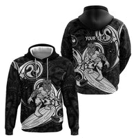 Personalised New Zealand Surfing Zip Hoodie Aotearoa Maori Tiki Haka LT14 - Polynesian Pride
