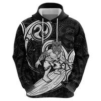 Personalised New Zealand Surfing Zip Hoodie Aotearoa Maori Tiki Haka LT14 - Polynesian Pride