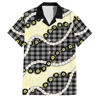 Black Palaka Hawaii Family Matching Off Shoulder Maxi Dress and Hawaiian Shirt Kukui Nut Pikake Lei Hawaiian Tapa Pattern LT14 Dad's Shirt - Short Sleeve Black - Polynesian Pride