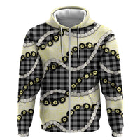 Black Palaka Hawaii Hoodie Kukui Nut Pikake Lei Hawaiian Tapa Pattern - Polynesian Pride
