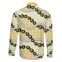 Yellow Palaka Hawaii Family Matching Mermaid Dress and Hawaiian Shirt Kukui Nut Pikake Lei Hawaiian Tapa Pattern LT14 - Polynesian Pride