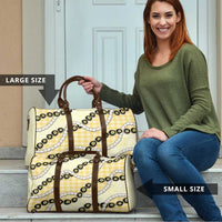 Yellow Palaka Hawaii Travel Bag Kukui Nut Pikake Lei Hawaiian Tapa Pattern - Polynesian Pride