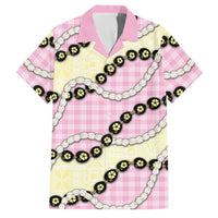 Pink Palaka Hawaii Family Matching Mermaid Dress and Hawaiian Shirt Kukui Nut Pikake Lei Hawaiian Tapa Pattern LT14 Dad's Shirt - Short Sleeve Pink - Polynesian Pride