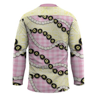 Pink Palaka Hawaii Hockey Jersey Kukui Nut Pikake Lei Hawaiian Tapa Pattern - Polynesian Pride