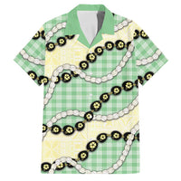 Green Palaka Hawaii Family Matching Summer Maxi Dress and Hawaiian Shirt Kukui Nut Pikake Lei Hawaiian Tapa Pattern LT14 Dad's Shirt - Short Sleeve Green - Polynesian Pride