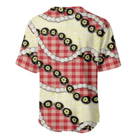 Red Palaka Hawaii Baseball Jersey Kukui Nut Pikake Lei Hawaiian Tapa Pattern - Polynesian Pride